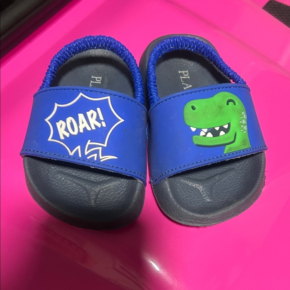 The Children's Place Blue Dinosaur Slide Sandals